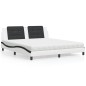 vidaXL Cama con colchón cuero sintético blanco y negro 180x200 cm
