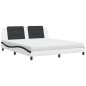 vidaXL Cama con colchón cuero sintético blanco y negro 180x200 cm