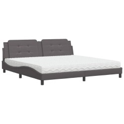 vidaXL Cama con colchón cuero sintético gris 200x200 cm