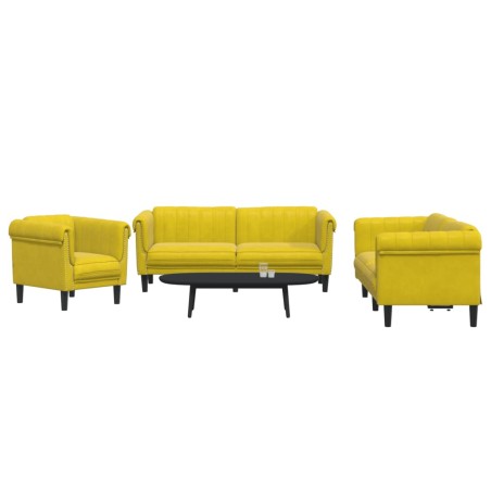 vidaXL Juego de sofás 3 piezas terciopelo amarillo