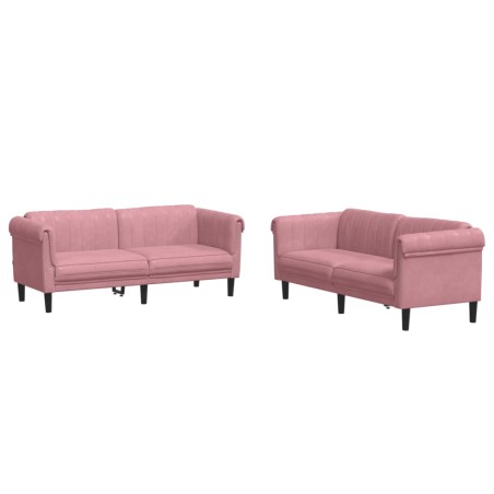 vidaXL Juego de sofás 2 piezas terciopelo rosa