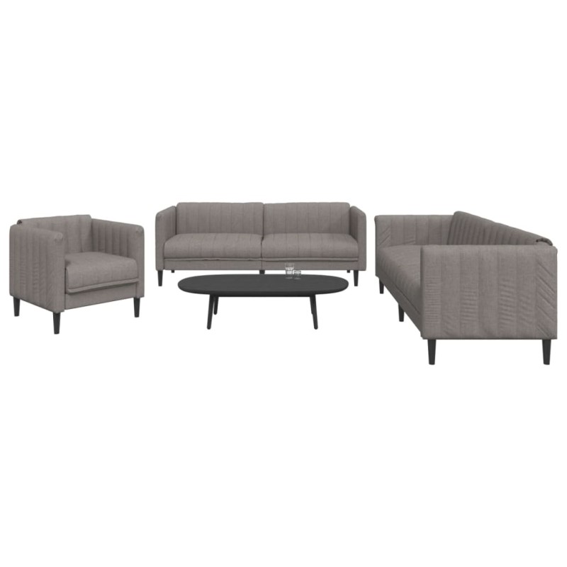 vidaXL Juego de sofás 3 piezas tela gris taupe vidaXL Juego de sofás 3 piezas tela gris taupe