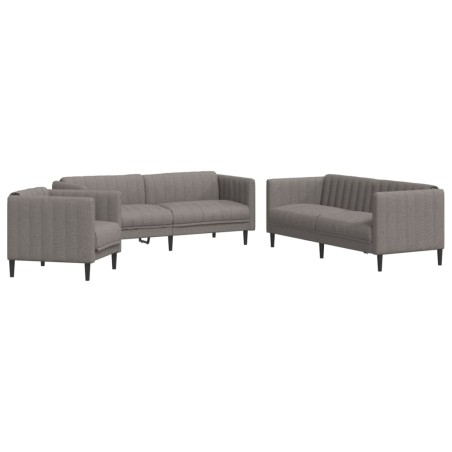 vidaXL Juego de sofás 3 piezas tela gris taupe