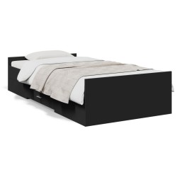 vidaXL Cama con cajones madera de ingeniería negro 90x190 cm