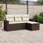 vidaXL Set de sofás de jardín 4 pzas y cojines ratán sintético marrón vidaXL Set de sofás de jardín 4 pzas y cojines ratán sintético marrón