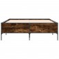 vidaXL Estructura cama madera ingeniería metal roble ahumado 140x190cm vidaXL Estructura cama madera ingeniería metal roble ahumado 140x190cm