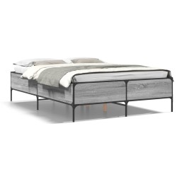vidaXL Estructura cama madera ingeniería metal gris Sonoma 140x200 cm