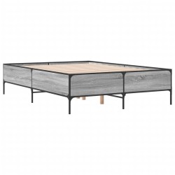 vidaXL Estructura cama madera ingeniería metal gris Sonoma 140x200 cm
