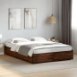vidaXL Estructura cama madera ingeniería metal marrón roble 140x190 cm vidaXL Estructura cama madera ingeniería metal marrón roble 140x190 cm