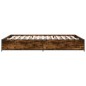vidaXL Estructura cama madera ingeniería metal roble ahumado 140x190cm vidaXL Estructura cama madera ingeniería metal roble ahumado 140x190cm