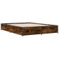 vidaXL Estructura cama madera ingeniería metal roble ahumado 120x200cm vidaXL Estructura cama madera ingeniería metal roble ahumado 120x200cm