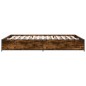 vidaXL Estructura cama madera ingeniería metal roble ahumado 120x200cm vidaXL Estructura cama madera ingeniería metal roble ahumado 120x200cm