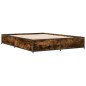 vidaXL Estructura cama madera ingeniería metal roble ahumado 120x200cm vidaXL Estructura cama madera ingeniería metal roble ahumado 120x200cm