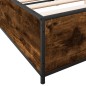 vidaXL Estructura cama madera ingeniería metal roble ahumado 120x200cm vidaXL Estructura cama madera ingeniería metal roble ahumado 120x200cm