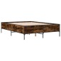 vidaXL Estructura cama madera ingeniería metal roble ahumado 135x190cm vidaXL Estructura cama madera ingeniería metal roble ahumado 135x190cm