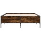 vidaXL Estructura cama madera ingeniería metal roble ahumado 135x190cm vidaXL Estructura cama madera ingeniería metal roble ahumado 135x190cm