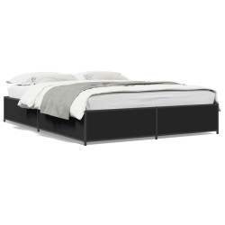 vidaXL Estructura de cama madera de ingeniería y metal negro 150x200cm