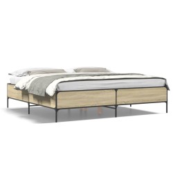 vidaXL Estructura cama madera ingeniería metal roble Sonoma 200x200 cm