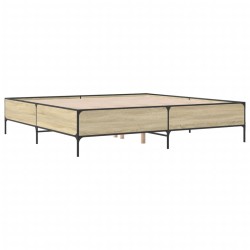 vidaXL Estructura cama madera ingeniería metal roble Sonoma 200x200 cm