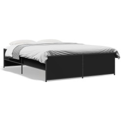 vidaXL Estructura de cama madera de ingeniería y metal negro 120x190cm