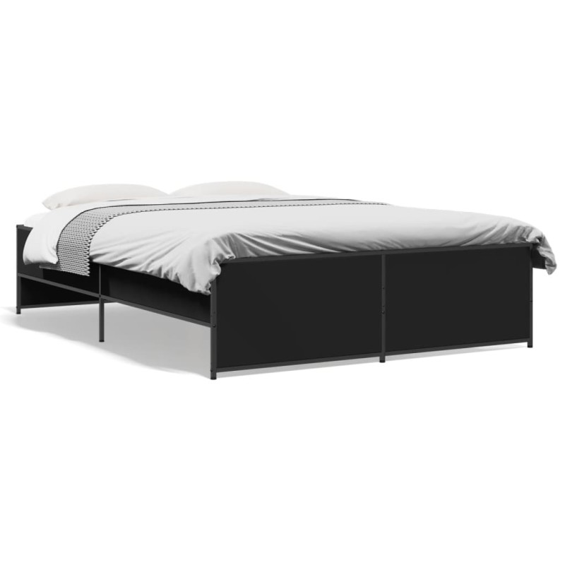 vidaXL Estructura de cama madera de ingeniería y metal negro 120x190cm vidaXL Estructura de cama madera de ingeniería y metal negro 120x190cm