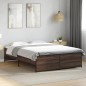 vidaXL Estructura cama madera ingeniería metal marrón roble 120x190 cm vidaXL Estructura cama madera ingeniería metal marrón roble 120x190 cm