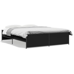 vidaXL Estructura de cama madera de ingeniería y metal negro 150x200cm