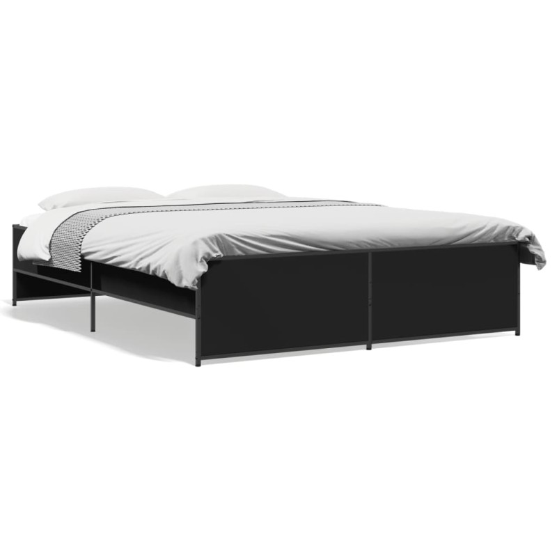 vidaXL Estructura de cama madera de ingeniería y metal negro 150x200cm vidaXL Estructura de cama madera de ingeniería y metal negro 150x200cm
