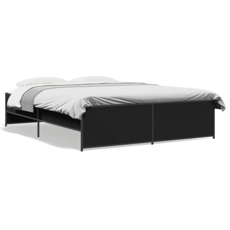 vidaXL Estructura de cama madera de ingeniería y metal negro 150x200cm