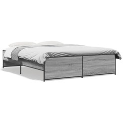 vidaXL Estructura cama madera ingeniería metal gris Sonoma 160x200 cm