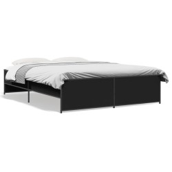 vidaXL Estructura de cama madera de ingeniería y metal negro 160x200cm
