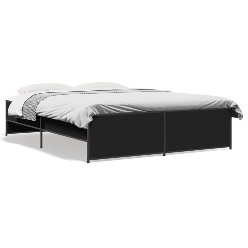 vidaXL Estructura de cama madera de ingeniería y metal negro 160x200cm vidaXL Estructura de cama madera de ingeniería y metal negro 160x200cm
