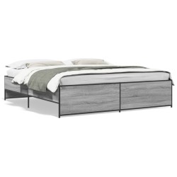 vidaXL Estructura cama madera ingeniería metal gris Sonoma 180x200 cm