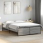 vidaXL Estructura cama madera ingeniería metal gris Sonoma 135x190 cm vidaXL Estructura cama madera ingeniería metal gris Sonoma 135x190 cm