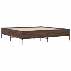 vidaXL Estructura cama madera ingeniería metal marrón roble 180x200 cm