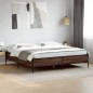 vidaXL Estructura cama madera ingeniería metal marrón roble 180x200 cm vidaXL Estructura cama madera ingeniería metal marrón roble 180x200 cm