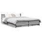 vidaXL Cama con cajones madera ingeniería gris Sonoma 140x190 cm