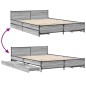 vidaXL Cama con cajones madera ingeniería gris Sonoma 150x200 cm vidaXL Cama con cajones madera ingeniería gris Sonoma 150x200 cm