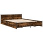 vidaXL Cama con cajones madera de ingeniería roble ahumado 160x200 cm vidaXL Cama con cajones madera de ingeniería roble ahumado 160x200 cm