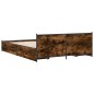 vidaXL Cama con cajones madera de ingeniería roble ahumado 160x200 cm vidaXL Cama con cajones madera de ingeniería roble ahumado 160x200 cm