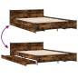 vidaXL Cama con cajones madera de ingeniería roble ahumado 160x200 cm vidaXL Cama con cajones madera de ingeniería roble ahumado 160x200 cm