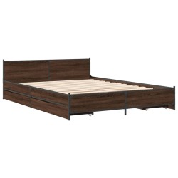 vidaXL Cama con cajones madera ingeniería marrón roble 160x200 cm