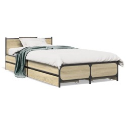 vidaXL Cama con cajones madera ingeniería roble Sonoma 90x190 cm