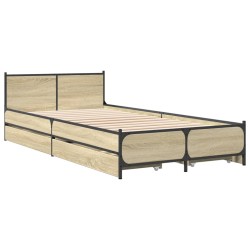 vidaXL Cama con cajones madera ingeniería roble Sonoma 90x190 cm
