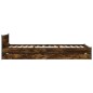vidaXL Cama con cajones madera de ingeniería roble ahumado 100x200 cm vidaXL Cama con cajones madera de ingeniería roble ahumado 100x200 cm