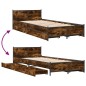 vidaXL Cama con cajones madera de ingeniería roble ahumado 100x200 cm vidaXL Cama con cajones madera de ingeniería roble ahumado 100x200 cm