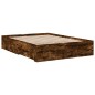vidaXL Cama con cajones madera de ingeniería roble ahumado 120x200 cm vidaXL Cama con cajones madera de ingeniería roble ahumado 120x200 cm