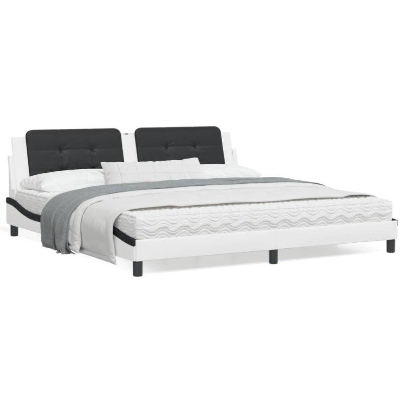 vidaXL Estructura de cama con cabecero cuero sintético blanco y negro vidaXL Estructura de cama con cabecero cuero sintético blanco y negro