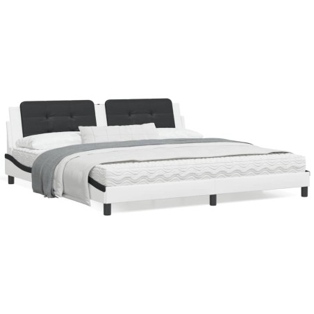 vidaXL Estructura de cama con cabecero cuero sintético blanco y negro
