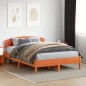vidaXL Estructura cama con cabecero madera pino marrón cera 160x200 cm vidaXL Estructura cama con cabecero madera pino marrón cera 160x200 cm
